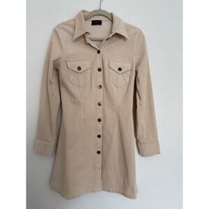 Bardot Australian Made Corduroy Button Up Shirt‎ Dress Cream Large Western Fall
